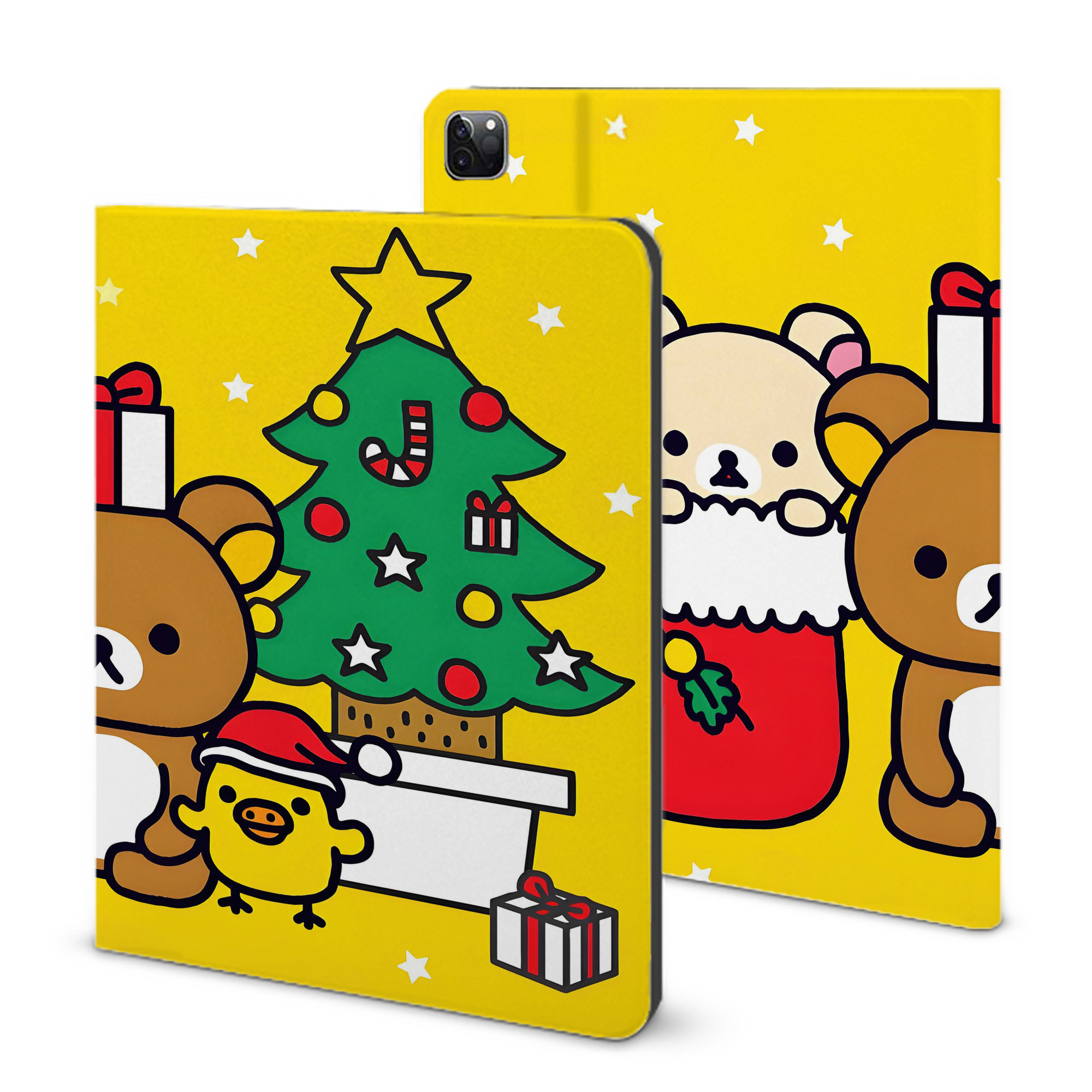 （画像用） リラックマ リラックマ キイロイトリ Rilakkuma Korilakkuma Kiiroitori IPad ケース ブック型 PUレザー TPU 耐衝撃 軽量 薄型 ペン収納なし 全面保護 IPad 各モデル対応